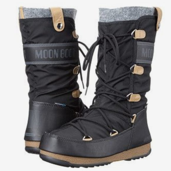 Moon Boot Shoes - TECNICA ORIGINAL MOON BOOT W.E Monaco Felt Snow Boots in Black Women's Sz 7